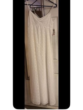 Bar III White Lace Maxi Dress with Spaghetti Straps